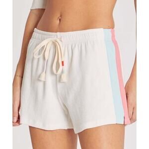 Wildfox White Terry Cloth Candy Stripe Side Miami Shorts